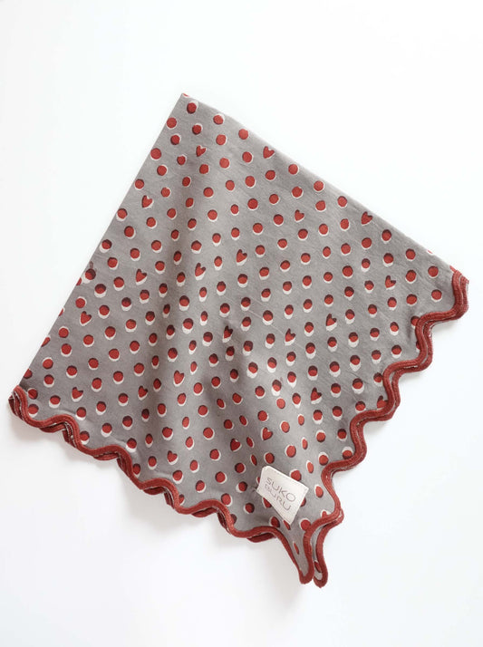 Wave Embroidered Handkerchief | Hidden Heart Ash