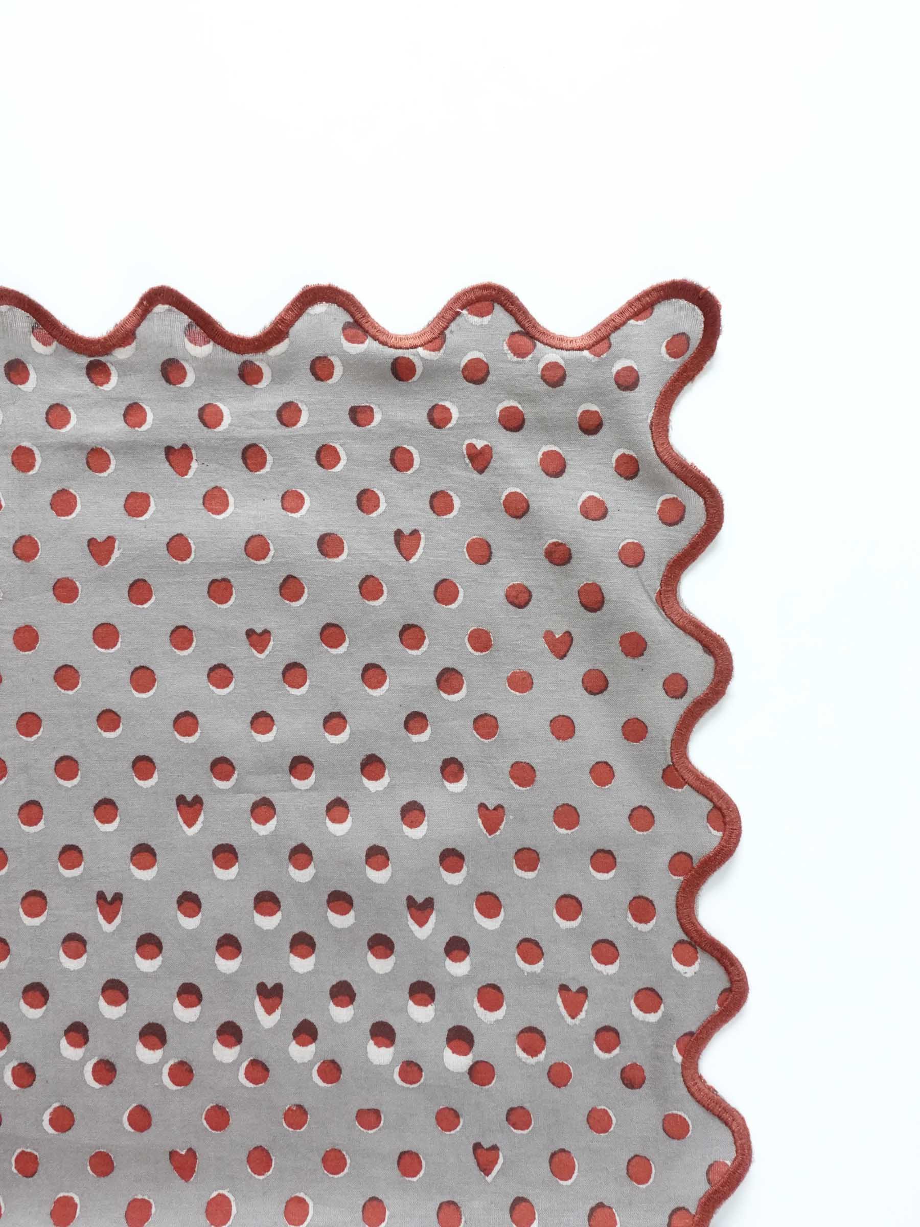 Wave Embroidered Handkerchief | Hidden Heart Ash