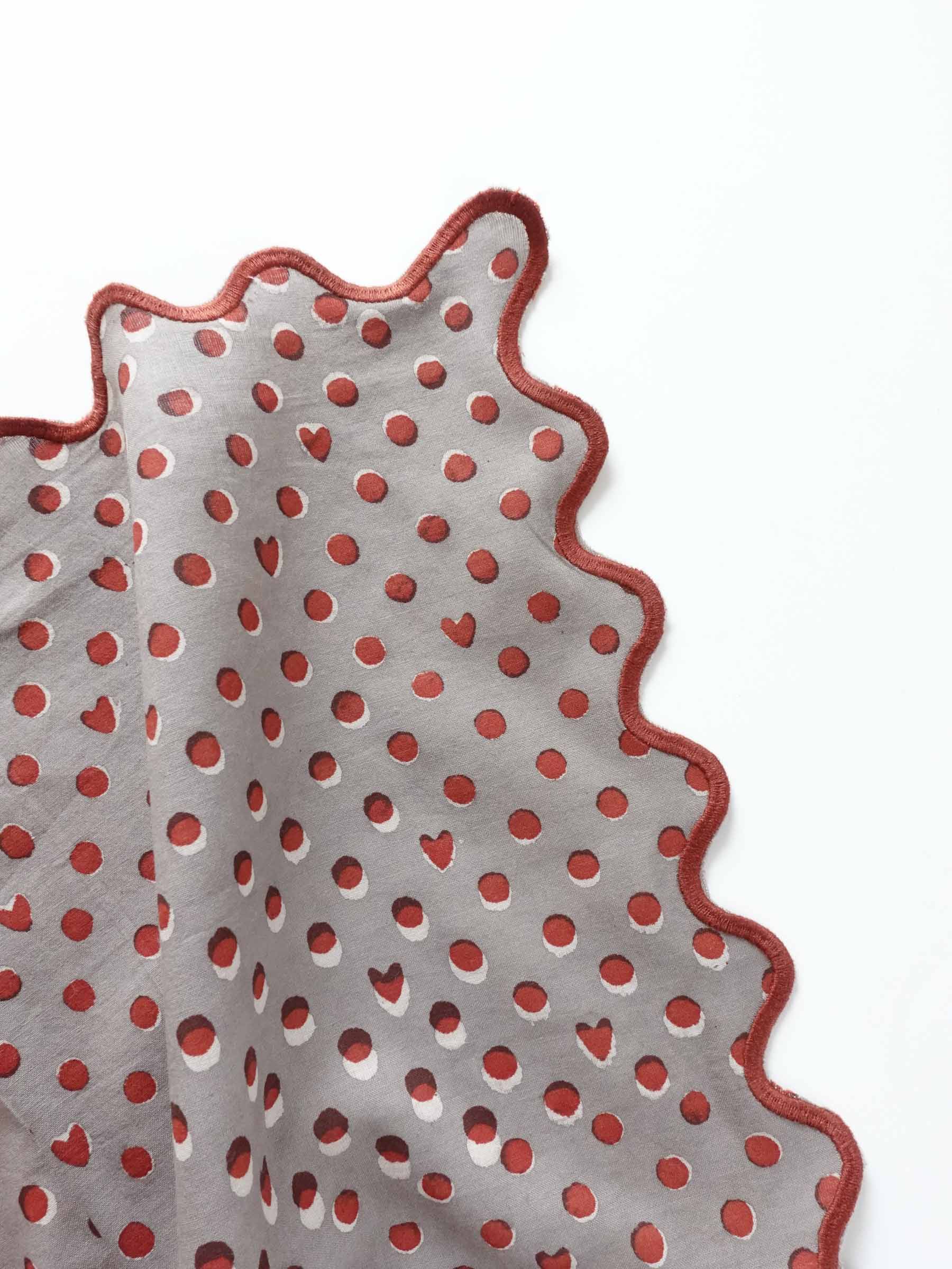 Wave Embroidered Handkerchief | Hidden Heart Ash