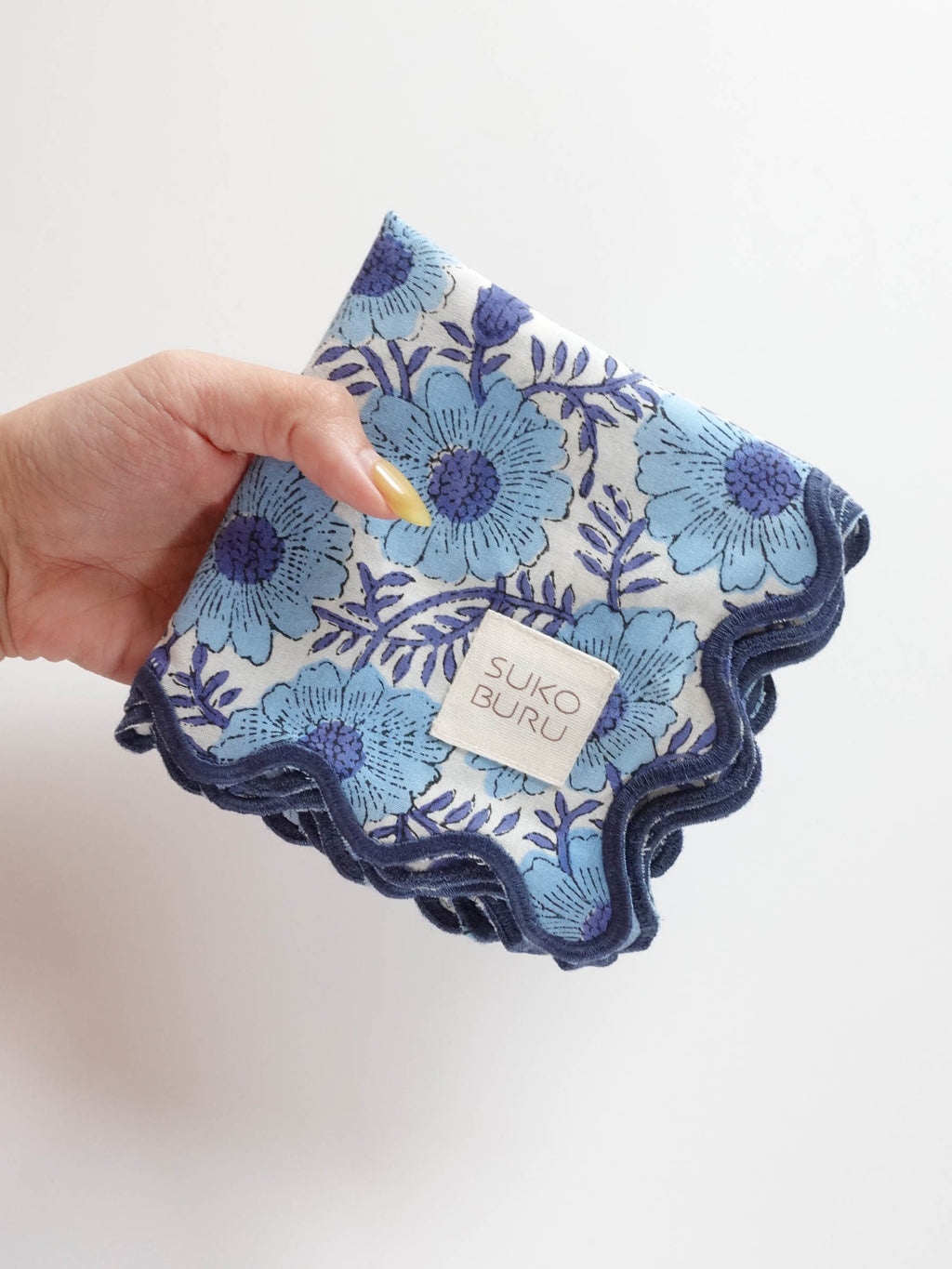 Wave Embroidered Handkerchief | Marin Poppy