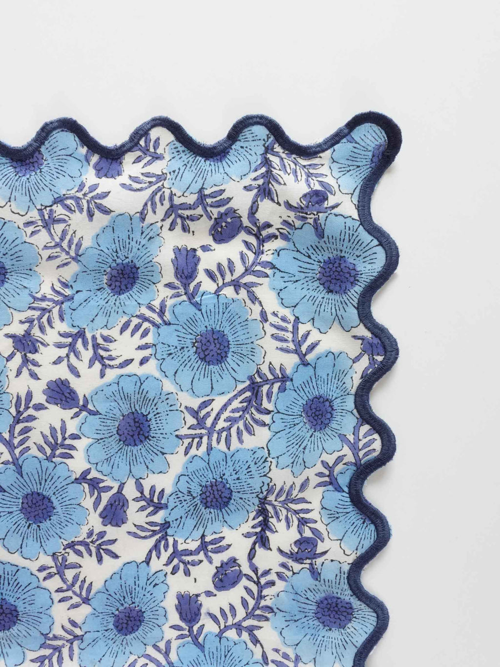 Wave Embroidered Handkerchief | Marin Poppy