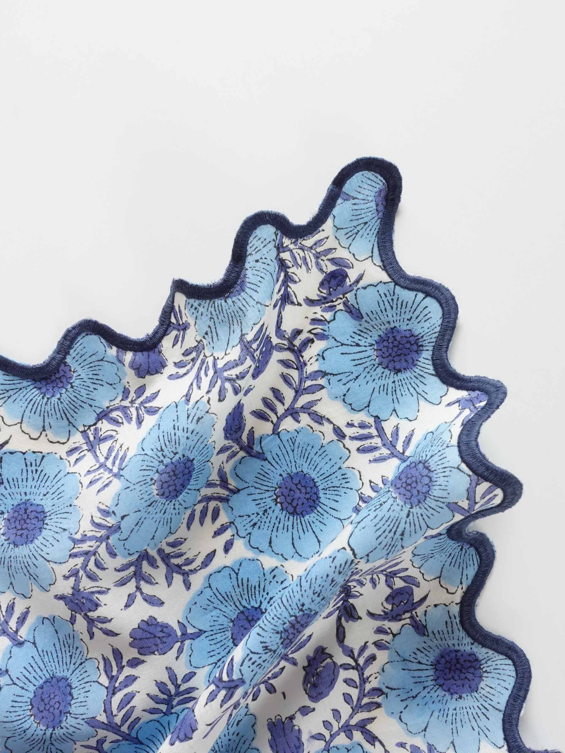 Wave Embroidered Handkerchief | Marin Poppy