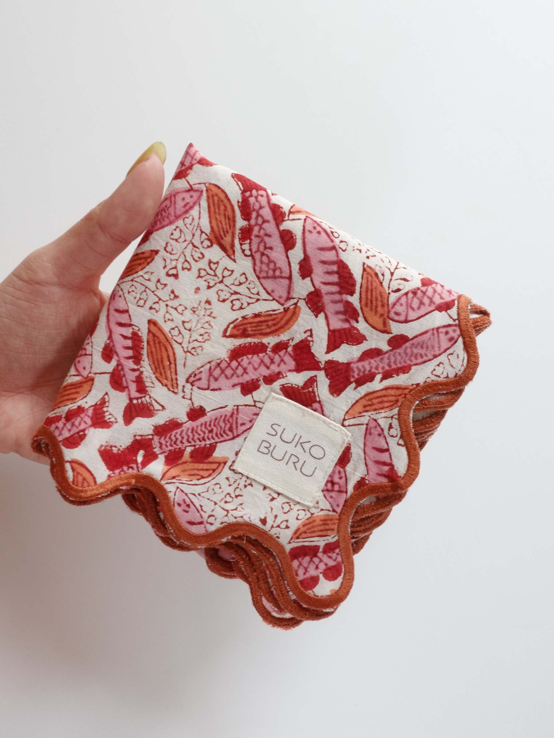 Wave Embroidered Handkerchief | sakana sakana sakana