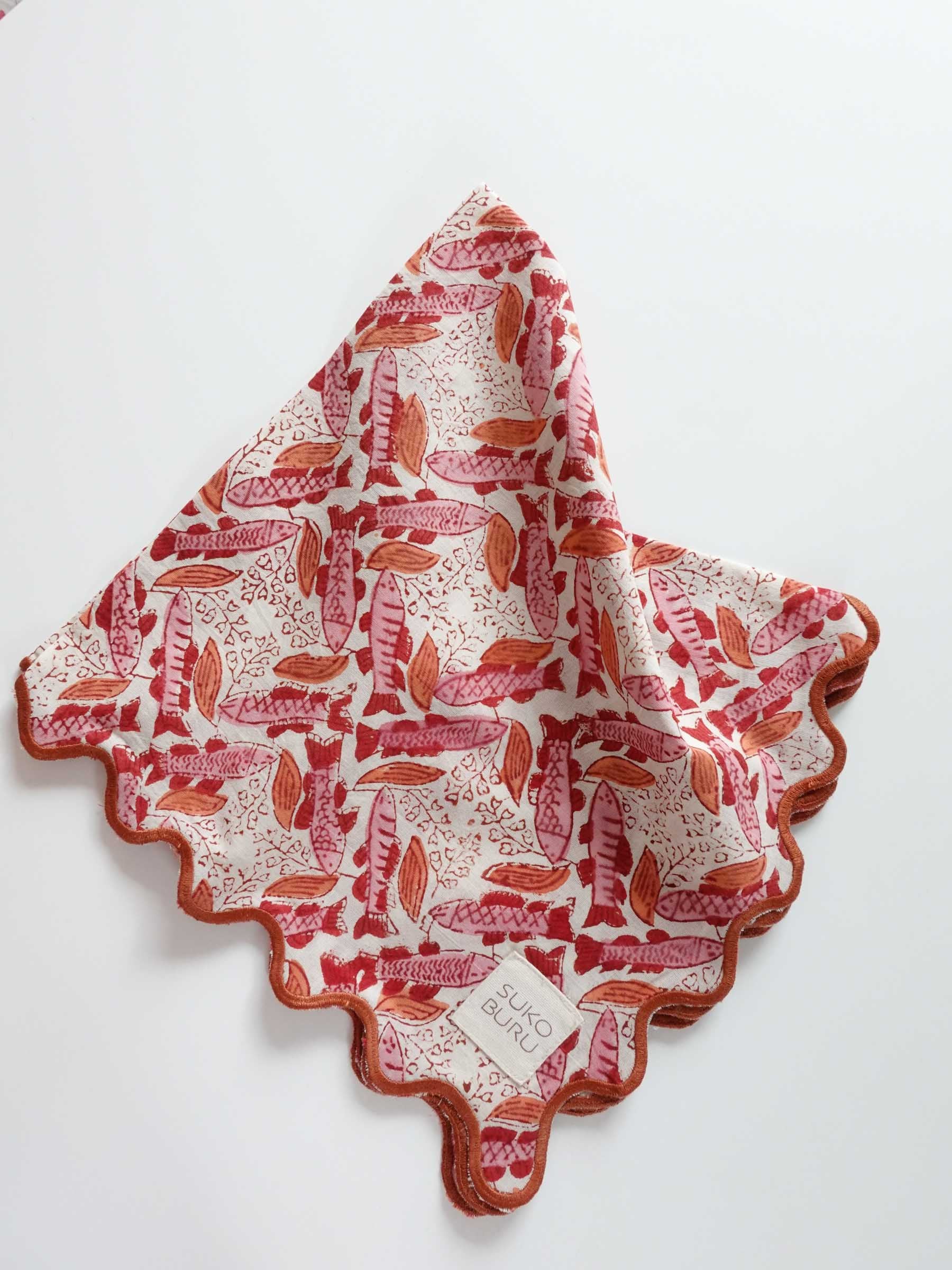 Wave Embroidered Handkerchief | sakana sakana sakana