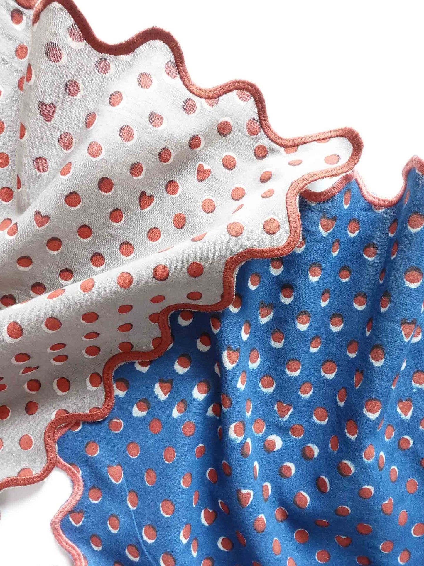 Wave Embroidered Handkerchief | Hidden Heart Indigo