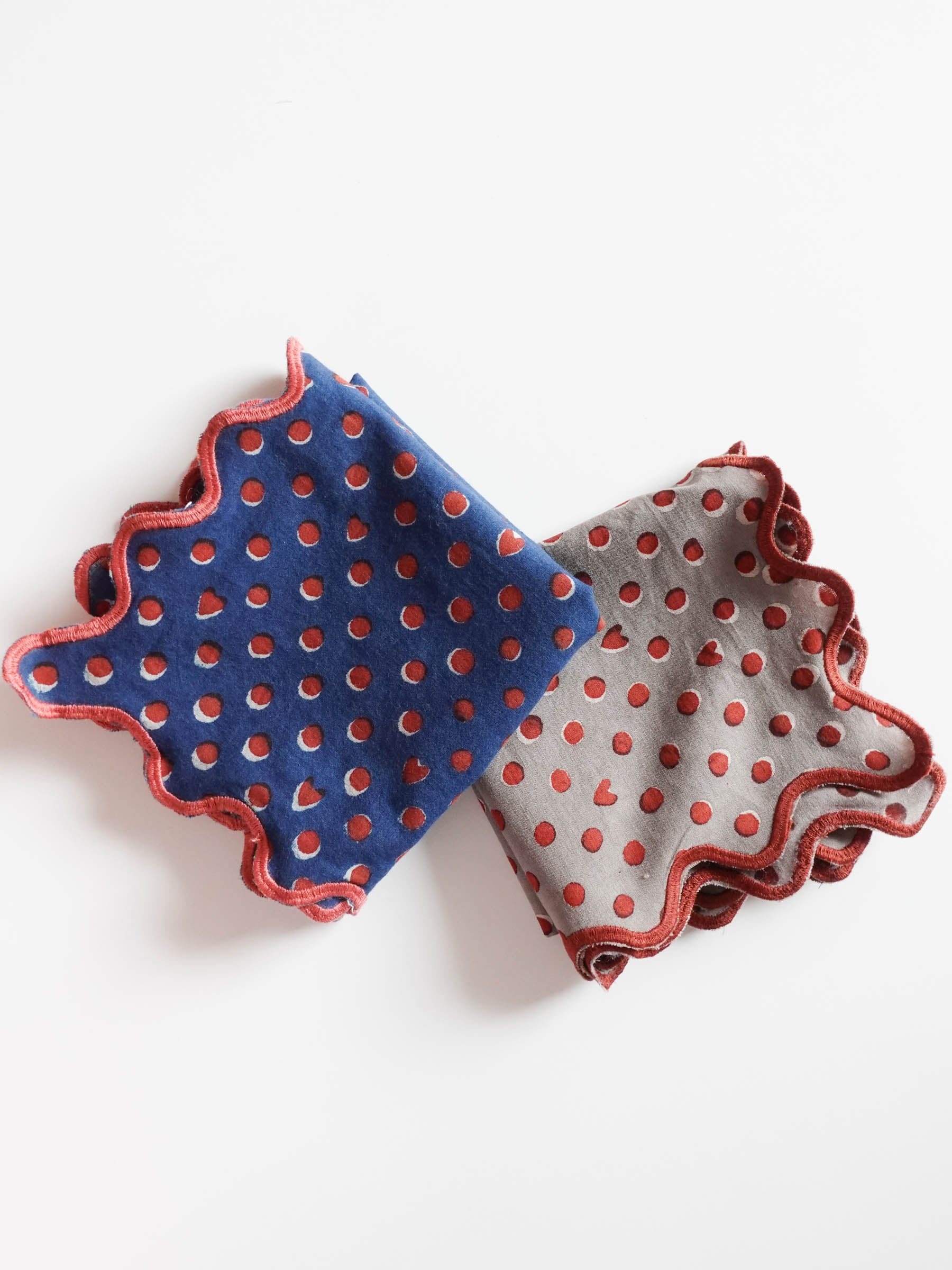 Wave Embroidered Handkerchief | Hidden Heart Indigo