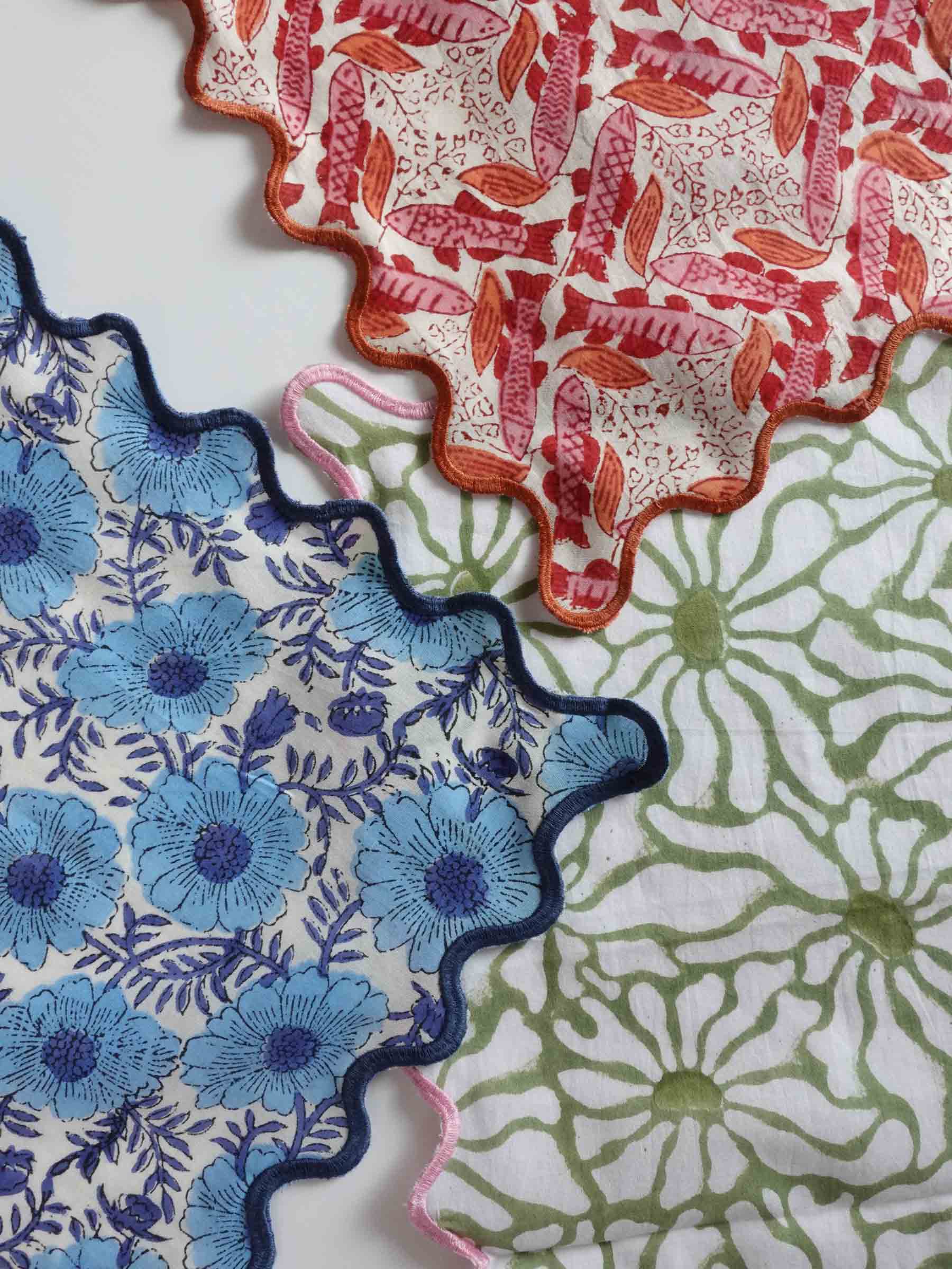 Wave Embroidered Handkerchief | sakana sakana sakana